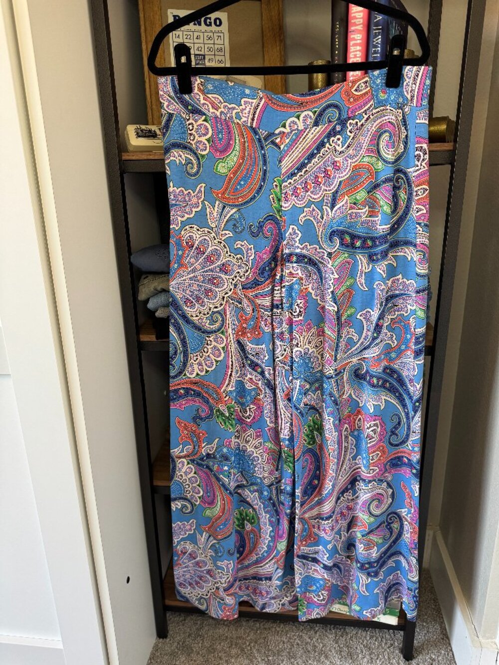 Lauren Ralph Lauren Bright Paisley Print Wide-leg Pull-on Knit Pant - Size L